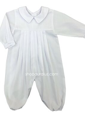 Baptism Classic White Pleated Baby Romper
